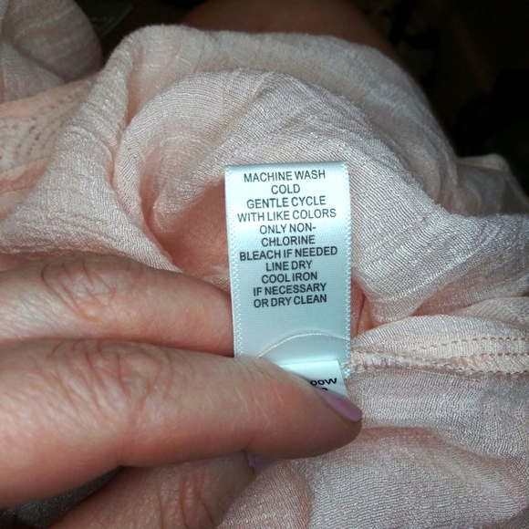 Spense Size 1X Gauzy Lace Trimmed, Light Pink Sleeveless Boho Tunic Top - Picture 8 of 9